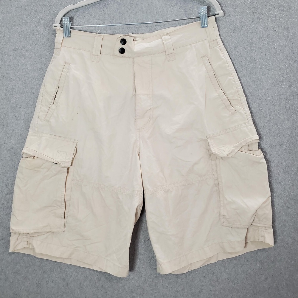 VINTAGE Quiksilver Men Shorts 32 Beige Cargo Outdoor Silver Edition 90s READ